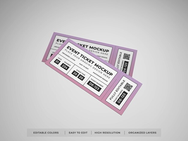 Realistic event ticket mockup