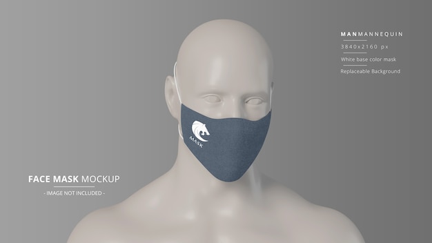 PSD mockup di maschera facciale in tessuto realistico