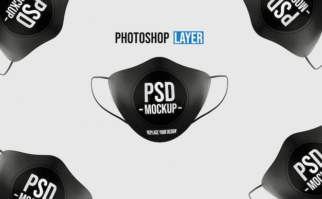 PSD realistic face mask mockup design