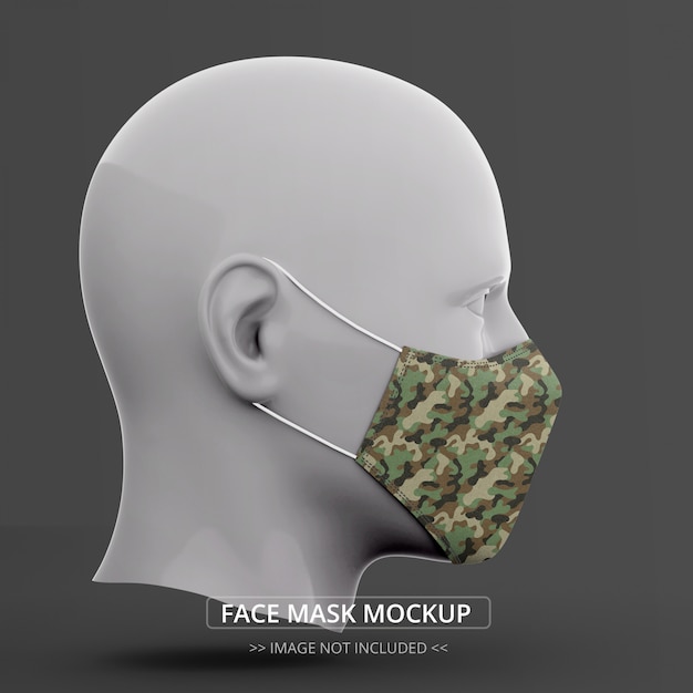 PSD realistic face mask mockup right side view