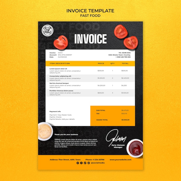 PSD realistic fast food template design