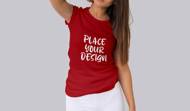 PSD realistic female t shirt mockup