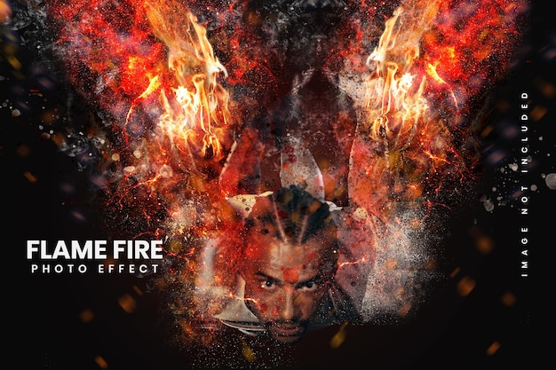 PSD realistic fire flame photo effect