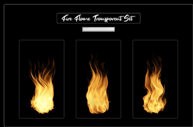PSD set di effetti realistici di fiamme di fuoco