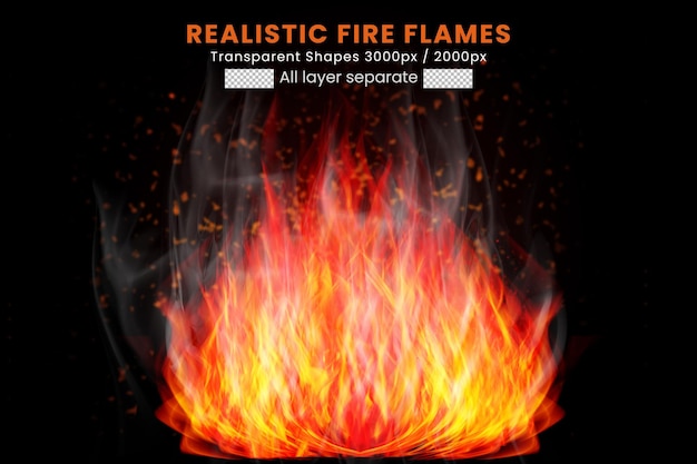 Realistic fire flames Premium PSD File