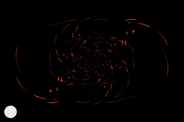 PSD realistic fire sparks on transparent background vector illustration of burning particles and smoke