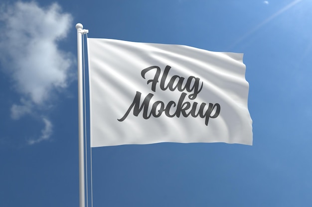 Realistic Flag Mockup with blue sky