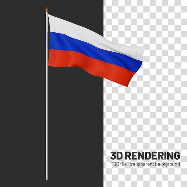 PSD Реалистичный флаг россии 3d рендеринг