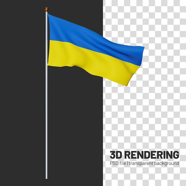 PSD realistic flag of ukraine 3d rendering