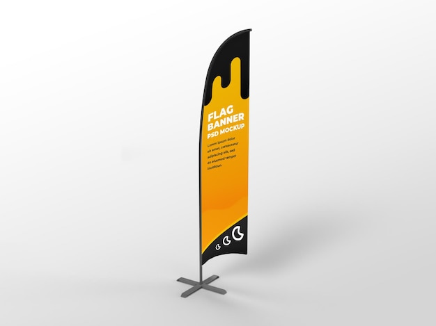 realistic flag vertical banner advertising and branding campaign mockup