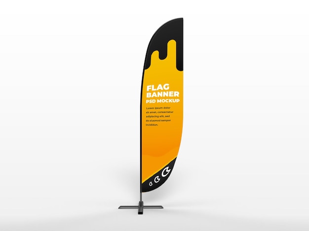 PSD realistic flag vertical banner advertising and branding campaign mockup