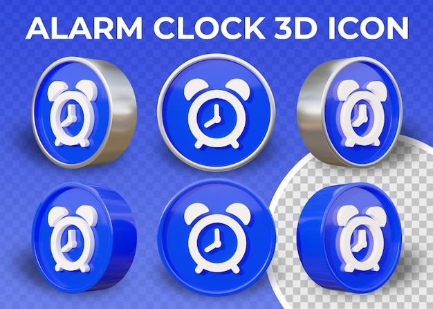 Realistic flat 3d icon alarm clock isolated