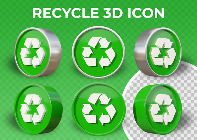 PSD realistic flat 3d recycle icon isolated