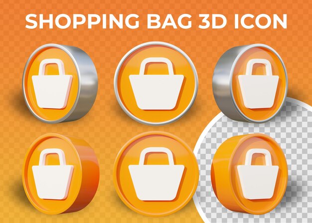 分離された現実的なフラット 3 d ショッピング バッグ アイコン