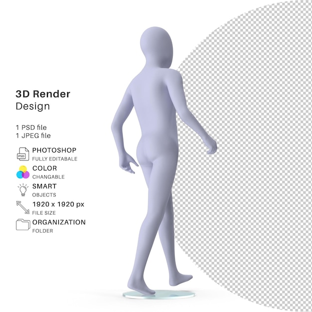 현실적인 유연한 어린이 마네킹 균형 포즈 3d 모델링 Psd 파일