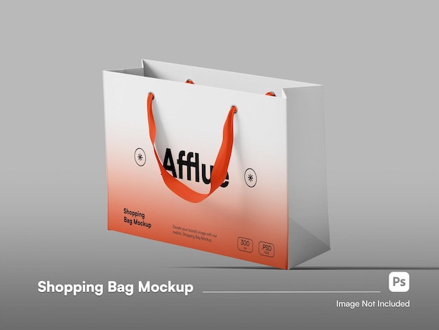 Realistic Floating Shopping Paper Bag 3D Isolated Mockup