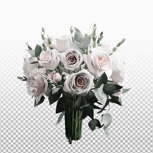 PSD 透明な背景の 3 d レンダリングに現実的な花の花束