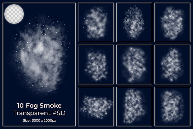 PSD 현실적인 안개 증기 안개 구름 세트