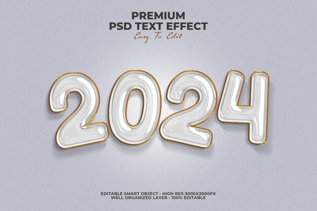 PSD realistic foil 2024 text effect