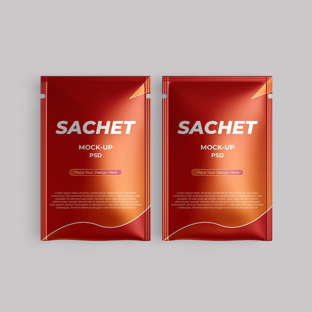 PSD realistic foil sachet mockup