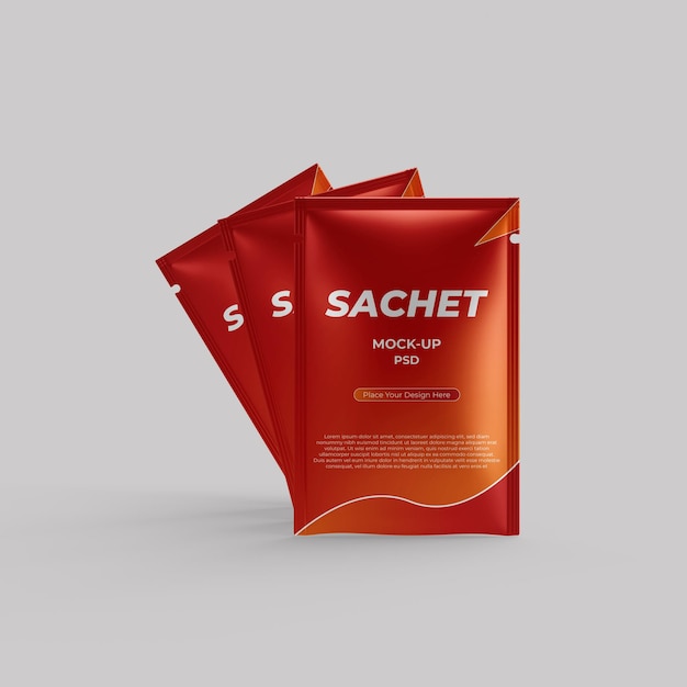 Realistic foil sachet mockup