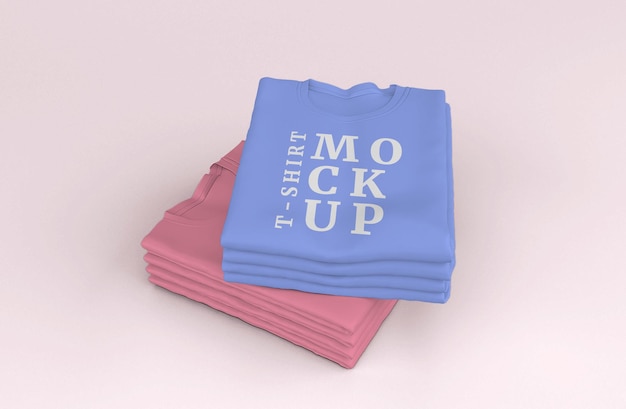 Realistic folded tshirt mockup template