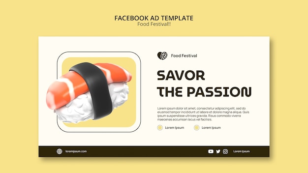 PSD リアルなフードフェスティバルfacebookテンプレート
