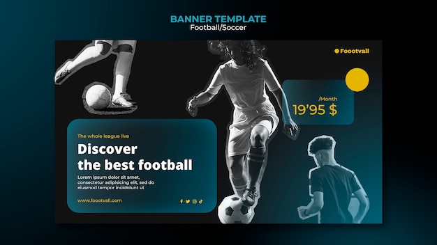 PSD modello di progettazione di banner di calcio realistico