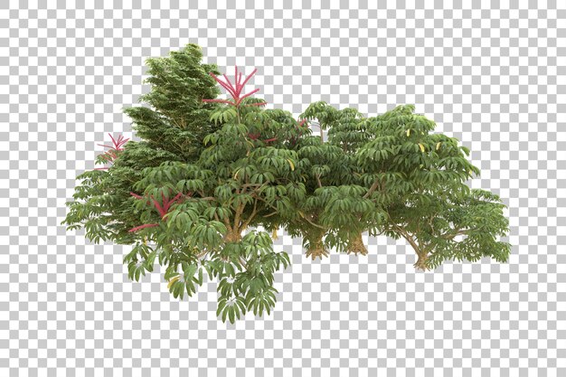 Realistic forest isolated on transparent background 3d rendering illustration