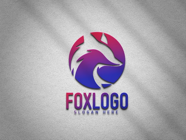 Realistic fox logo mockup on paper background