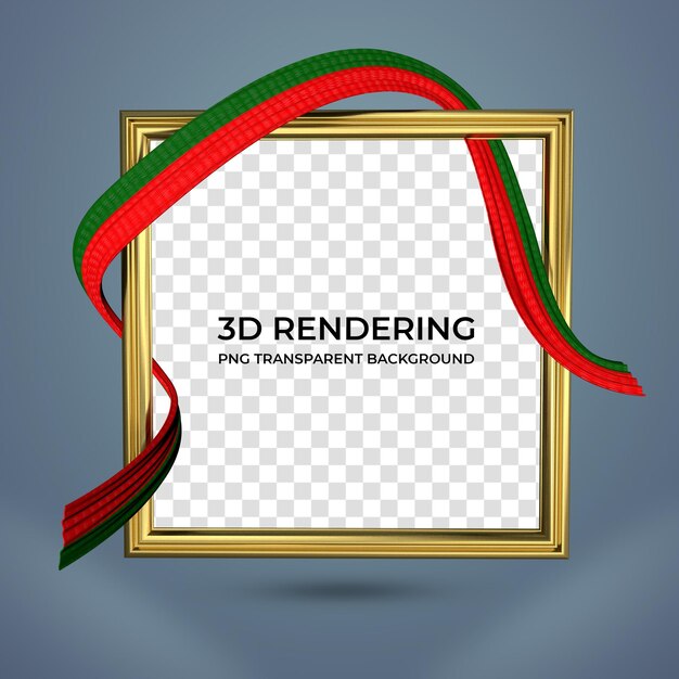 Реалистичная рамка и лента с цветами флага португалии 3d рендеринг на прозрачном фоне