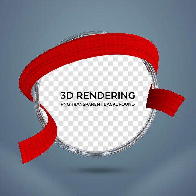 PSD 現実的なフレームと赤い色の 3 d レンダリング透明な背景を持つリボン
