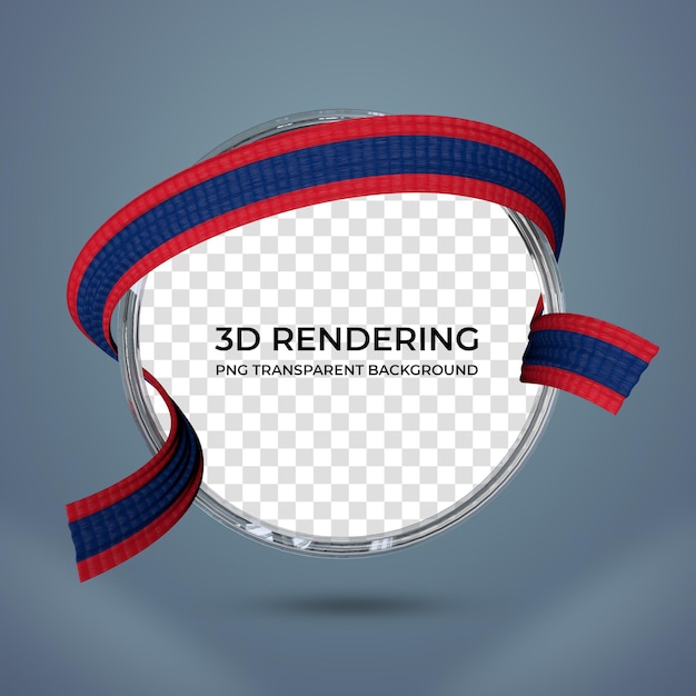 Telaio realistico e nastro con colori bandiera laos 3d rendering sfondo trasparente