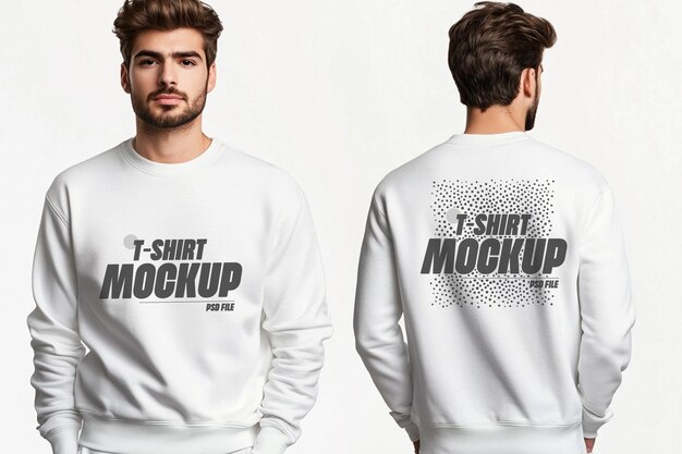 Realistic Front and Back Sweatshirt Mockup Editable PSD