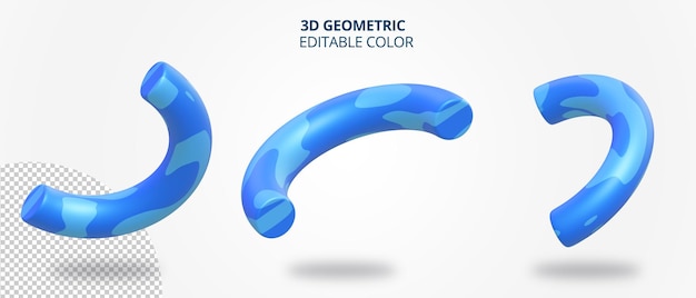 Realistic geometry of 3d half circle with blue texture