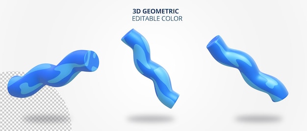 青いテクスチャを持つ3D波のリアルなジオメトリ