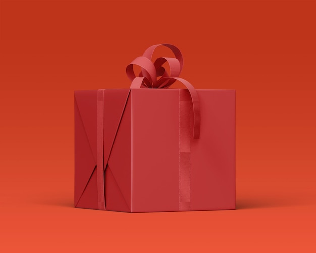 Realistic gift box mockup with ribbon