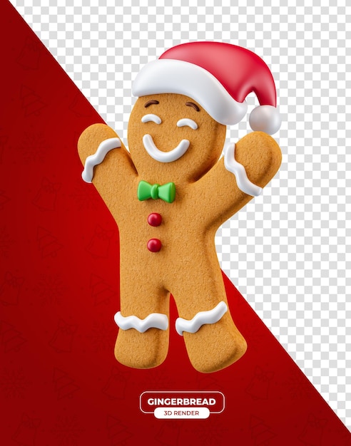 PSD realistic gingerbread in 3d render with transparent background