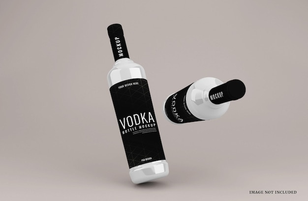 Realistic glass alcohol bottle mockup template