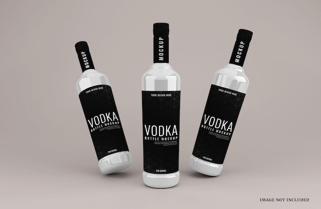 Realistic glass alcohol bottle mockup template