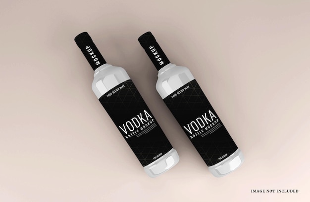 Realistic glass alcohol bottle mockup template