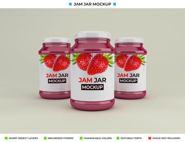 Realistic glass jam jar mockup design