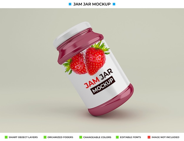 Realistic glass jam jar mockup design