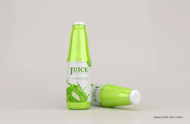 Realistic glass juice bottle mockup