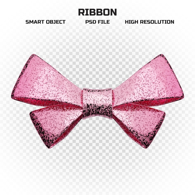 PSD realistic glitter pink ribbon in high resolution for decoration