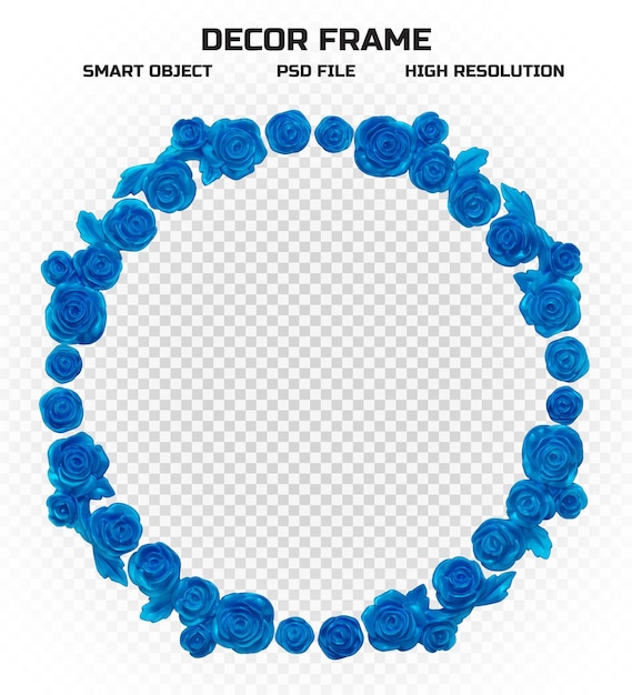 Realistic glossy blue border frame in high resolution for picture decoration