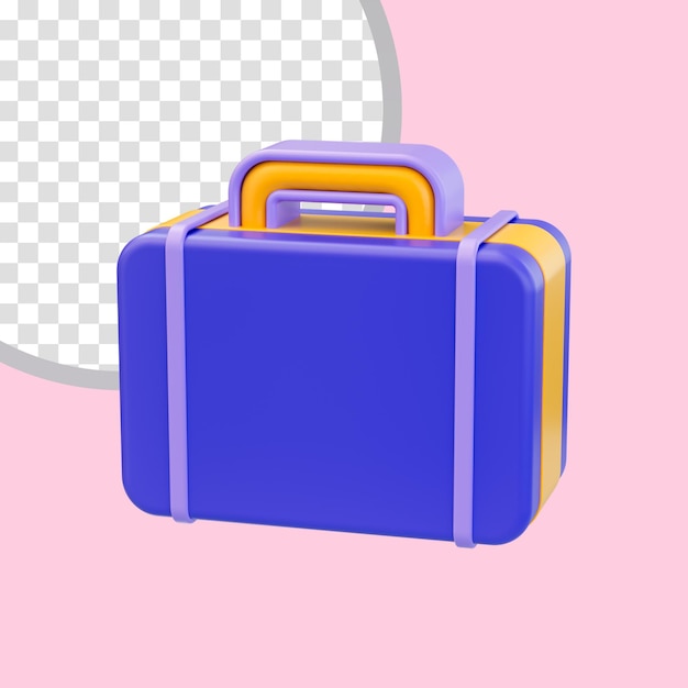 Realistic glossy briefcase icon 3d render concept for business office work important file carry