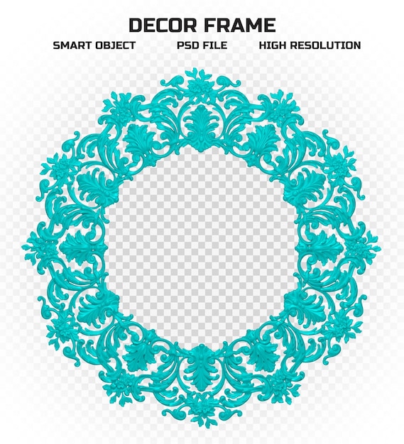 PSD realistic glossy cyan border frame in high resolution for picture decoration