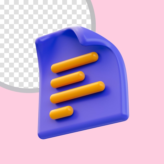 PSD realistic glossy document icon 3d render concept for office financial important files and papers