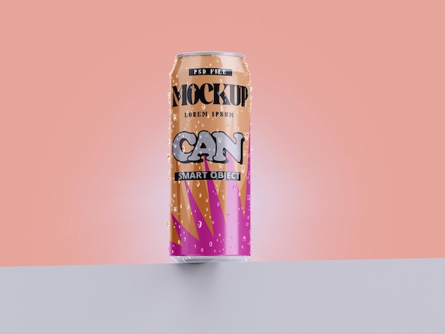 PSD realistic glossy drink can mockup